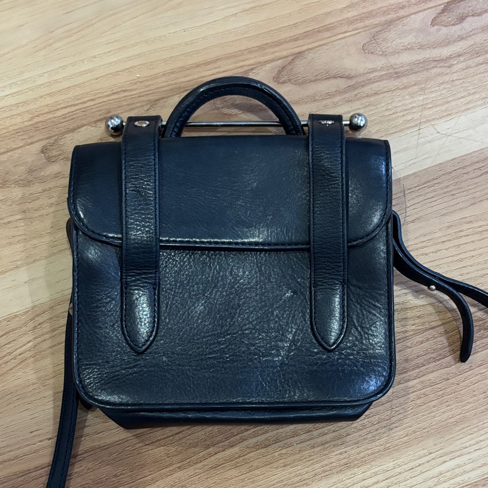Strathberry Nano Black Leather Crossbody Bag